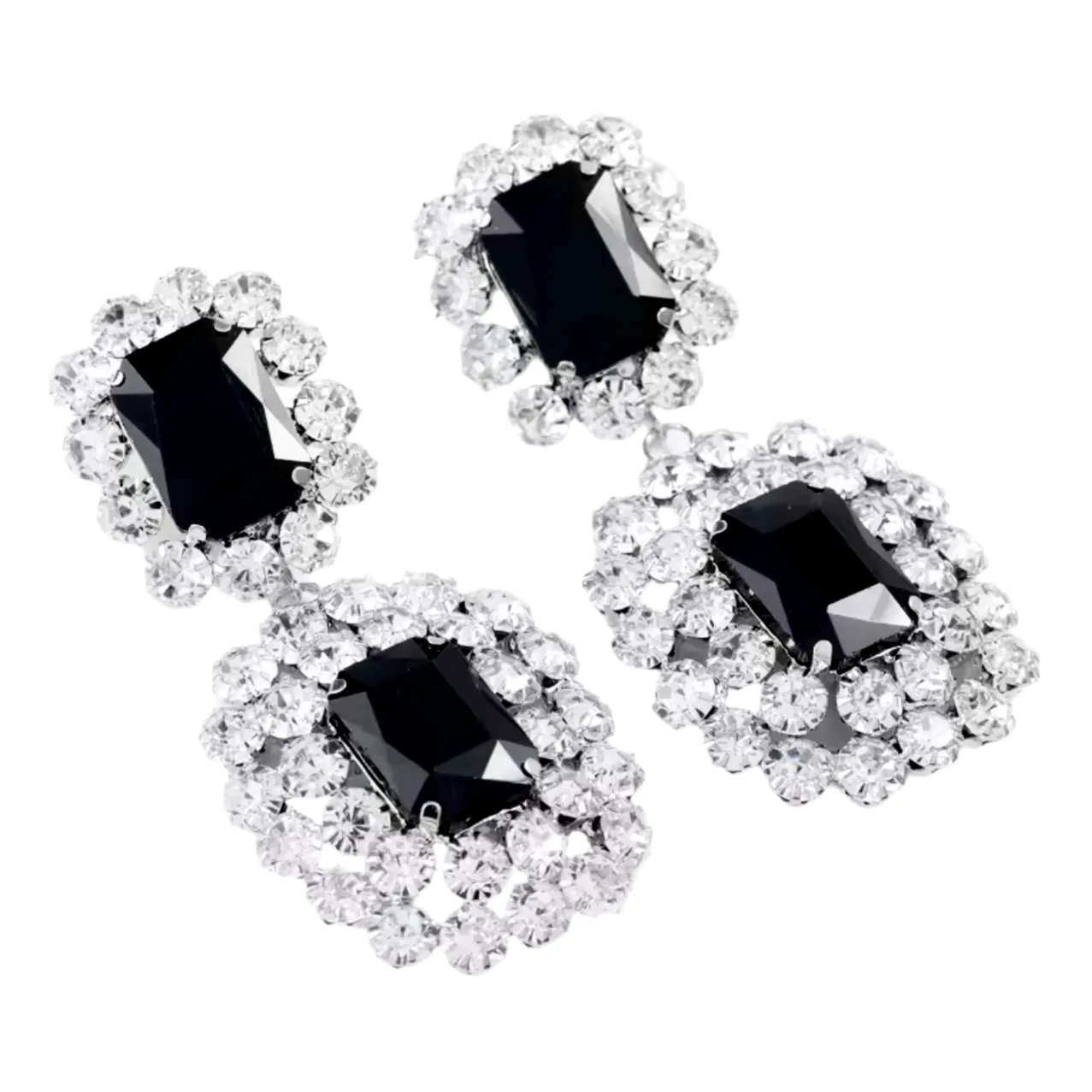 Sophisticated Black Rhinestone Earrings