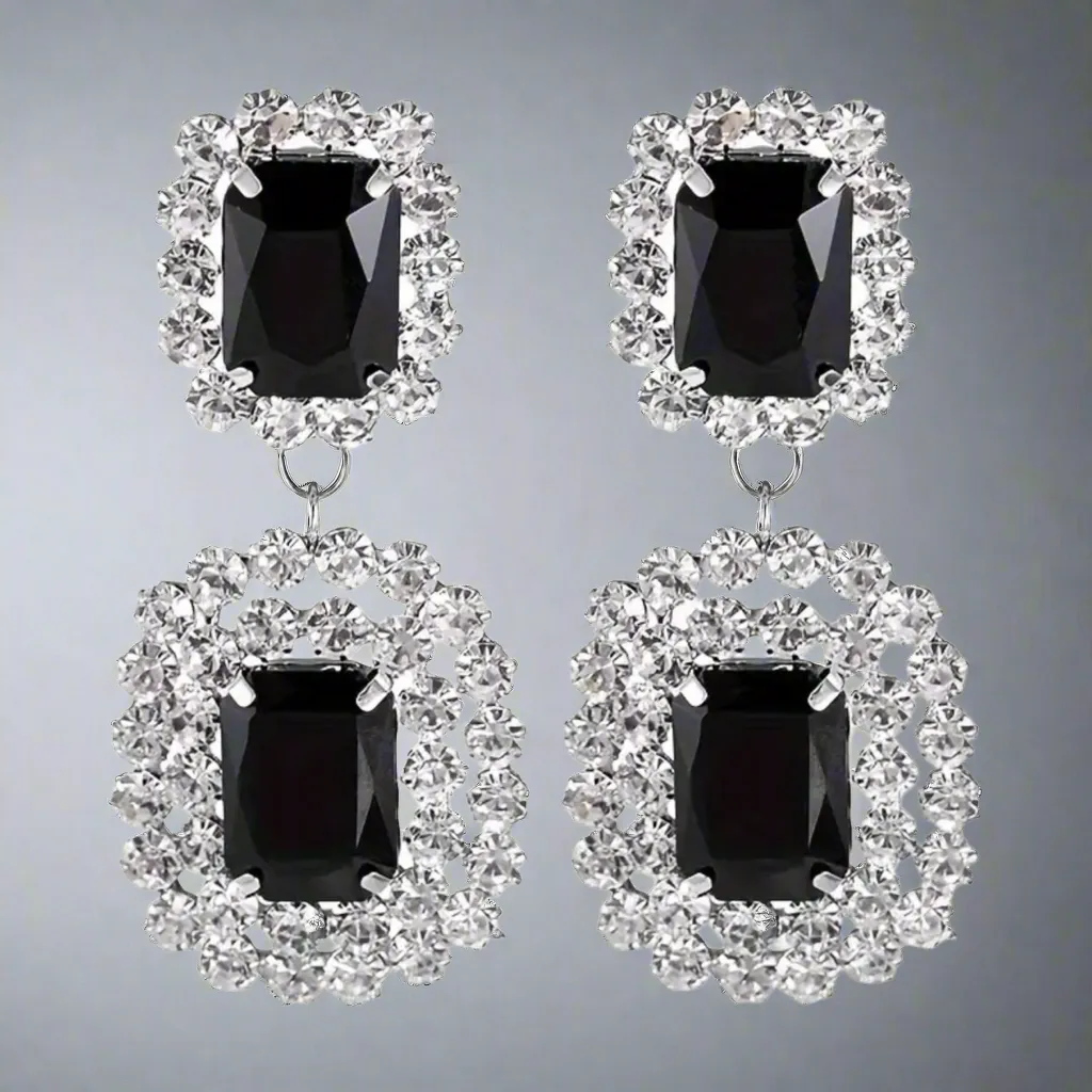Sophisticated Black Rhinestone Earrings