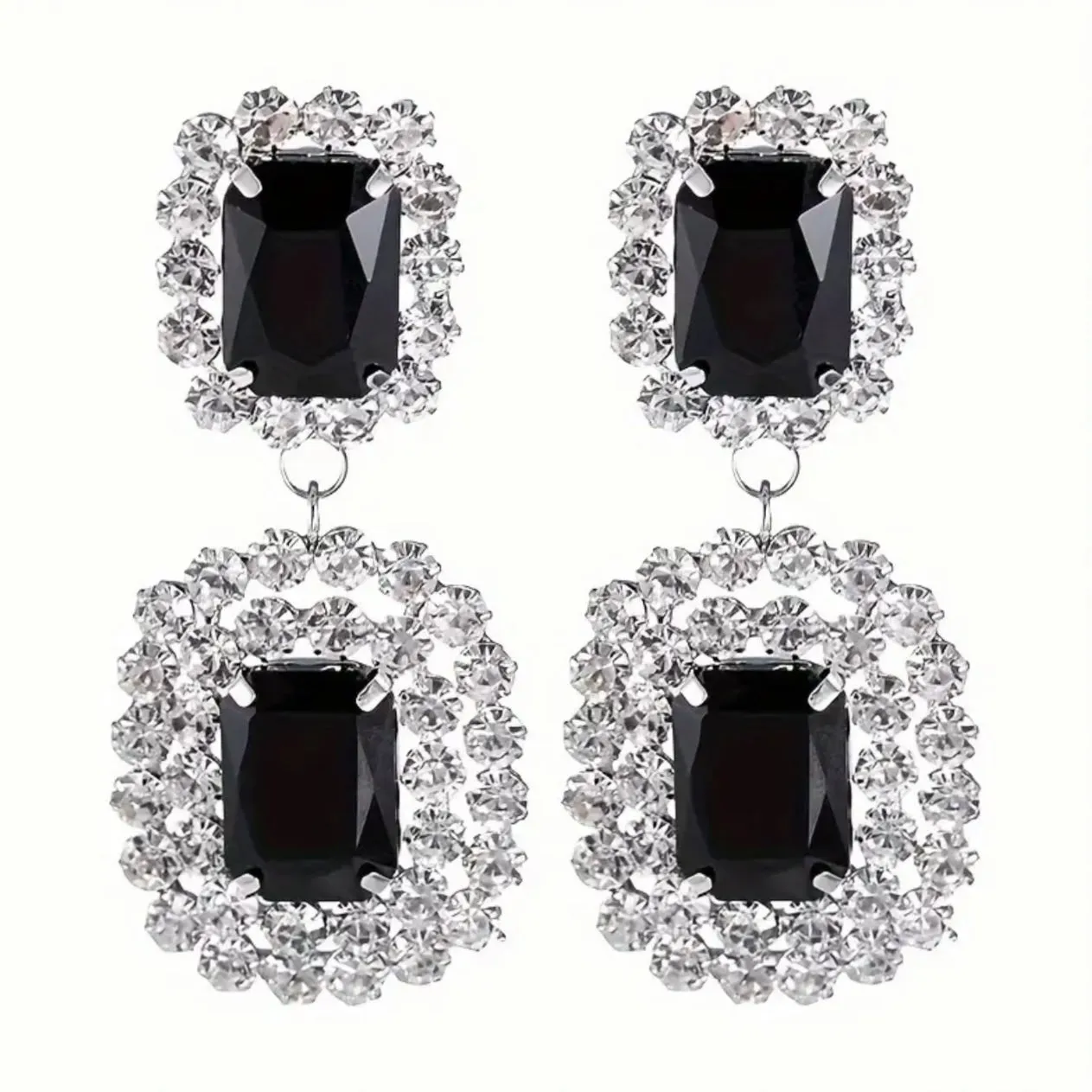 Sophisticated Black Rhinestone Earrings