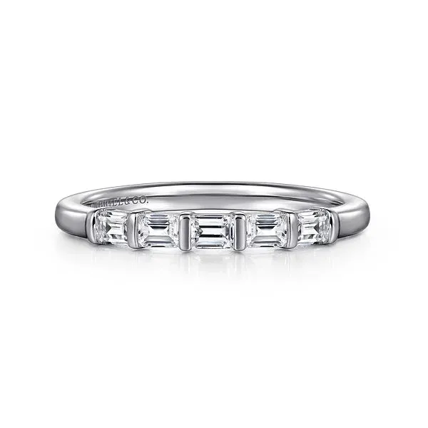 Sophisticated Five Emerald Cut Diamond Wedding Band