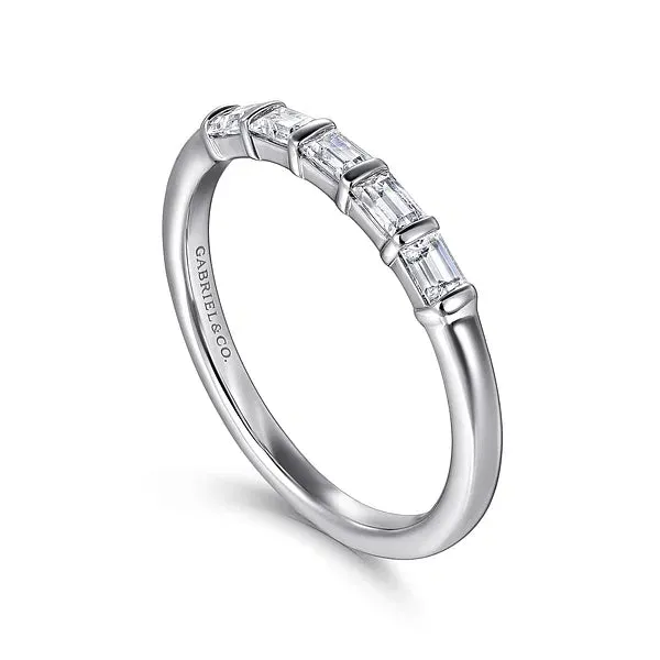 Sophisticated Five Emerald Cut Diamond Wedding Band