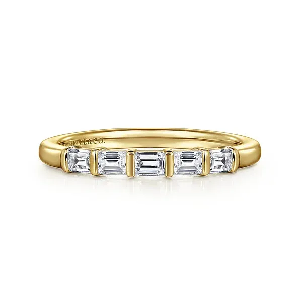 Sophisticated Five Emerald Cut Diamond Wedding Band