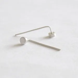 Sophisticated Hand-Made Sterling Silver Threader Earrings with a Solid Round Disc Front - 0260
