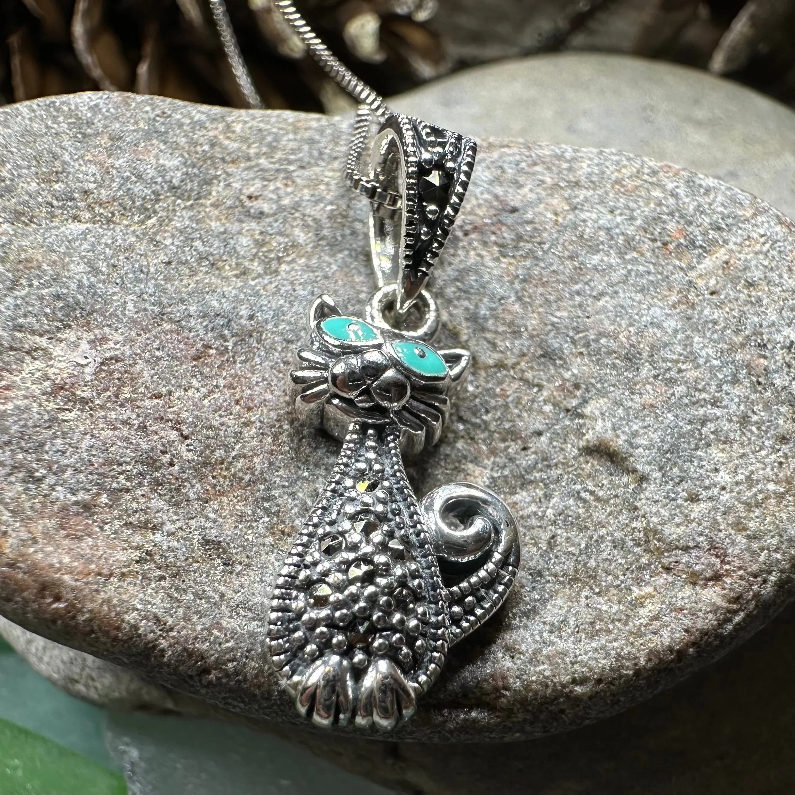 Sophisticated Marcasite Cat Necklace