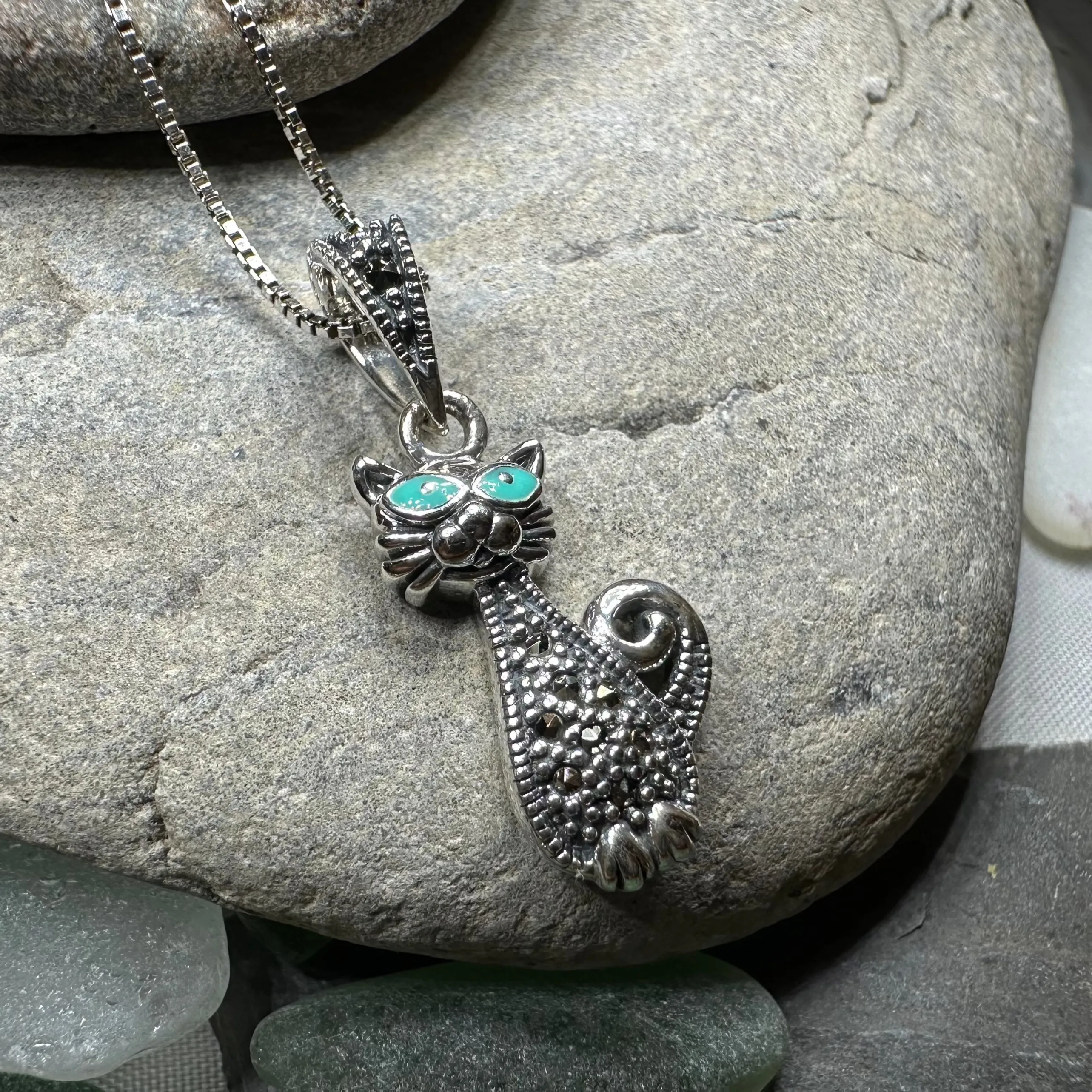 Sophisticated Marcasite Cat Necklace
