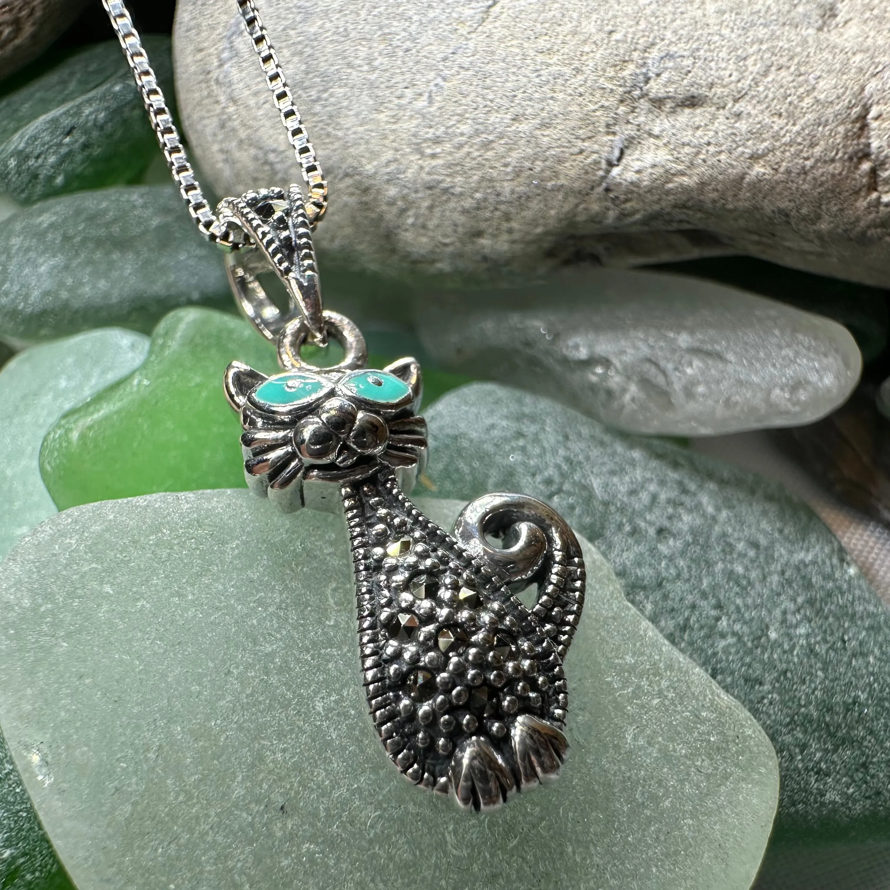 Sophisticated Marcasite Cat Necklace
