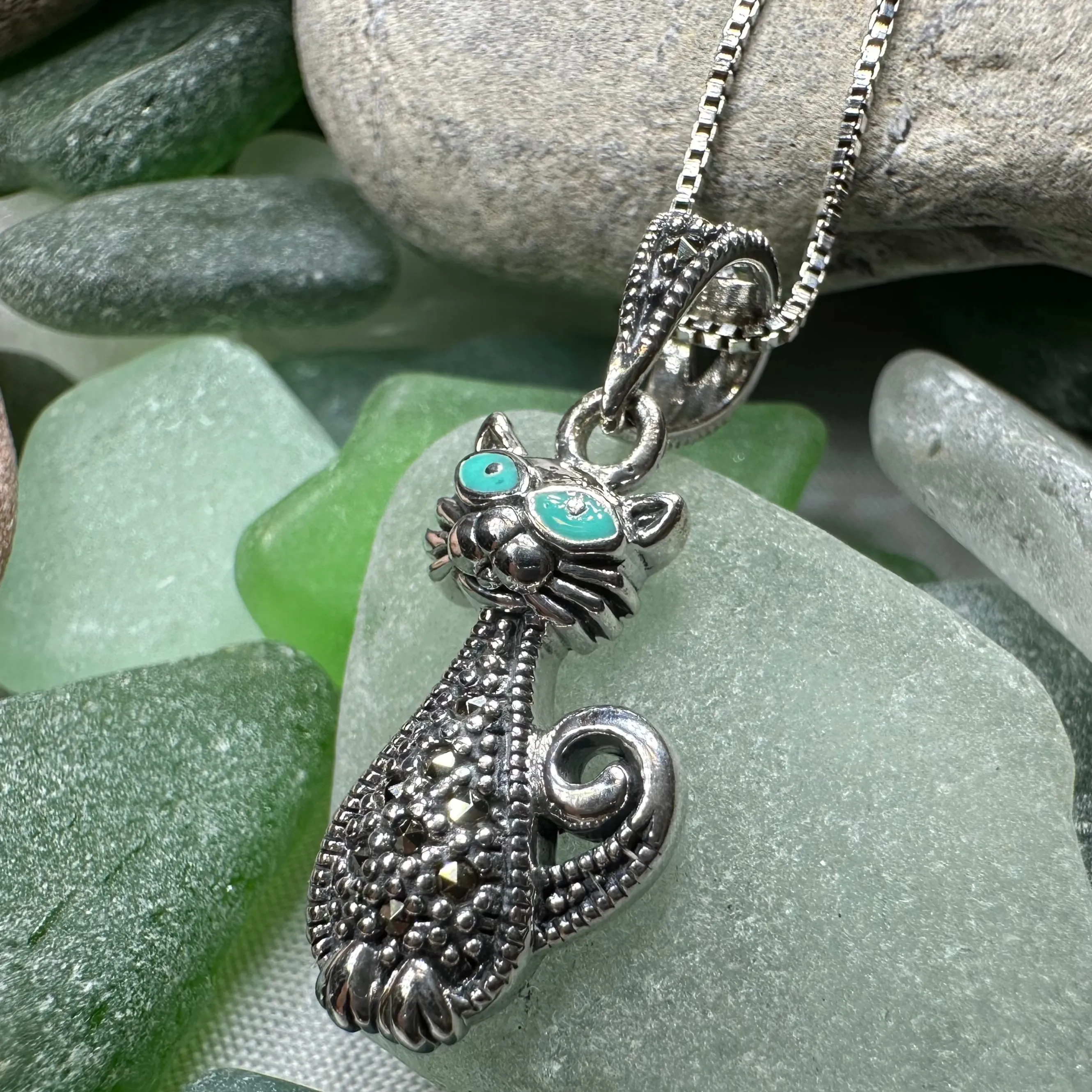 Sophisticated Marcasite Cat Necklace