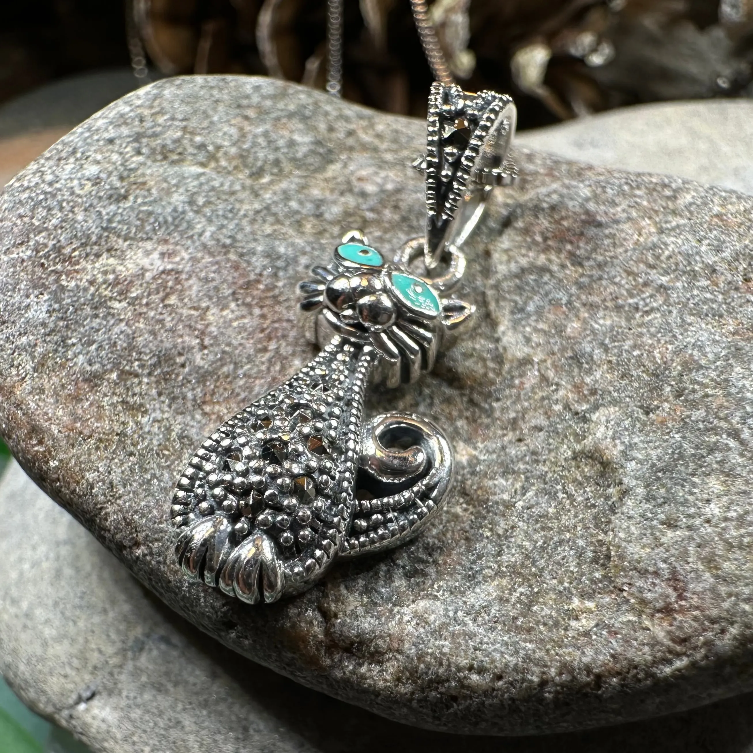 Sophisticated Marcasite Cat Necklace