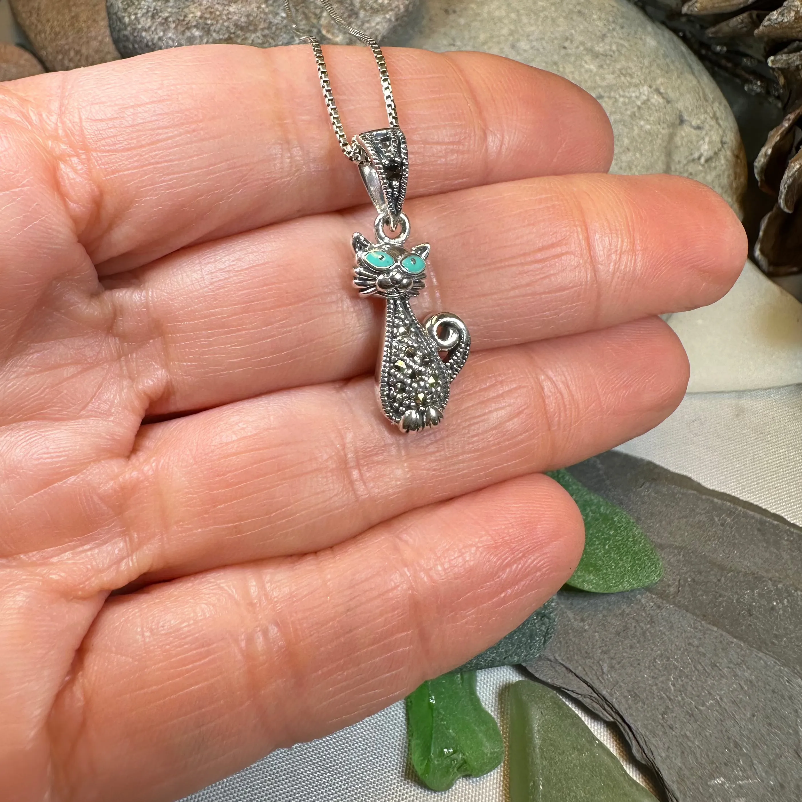 Sophisticated Marcasite Cat Necklace