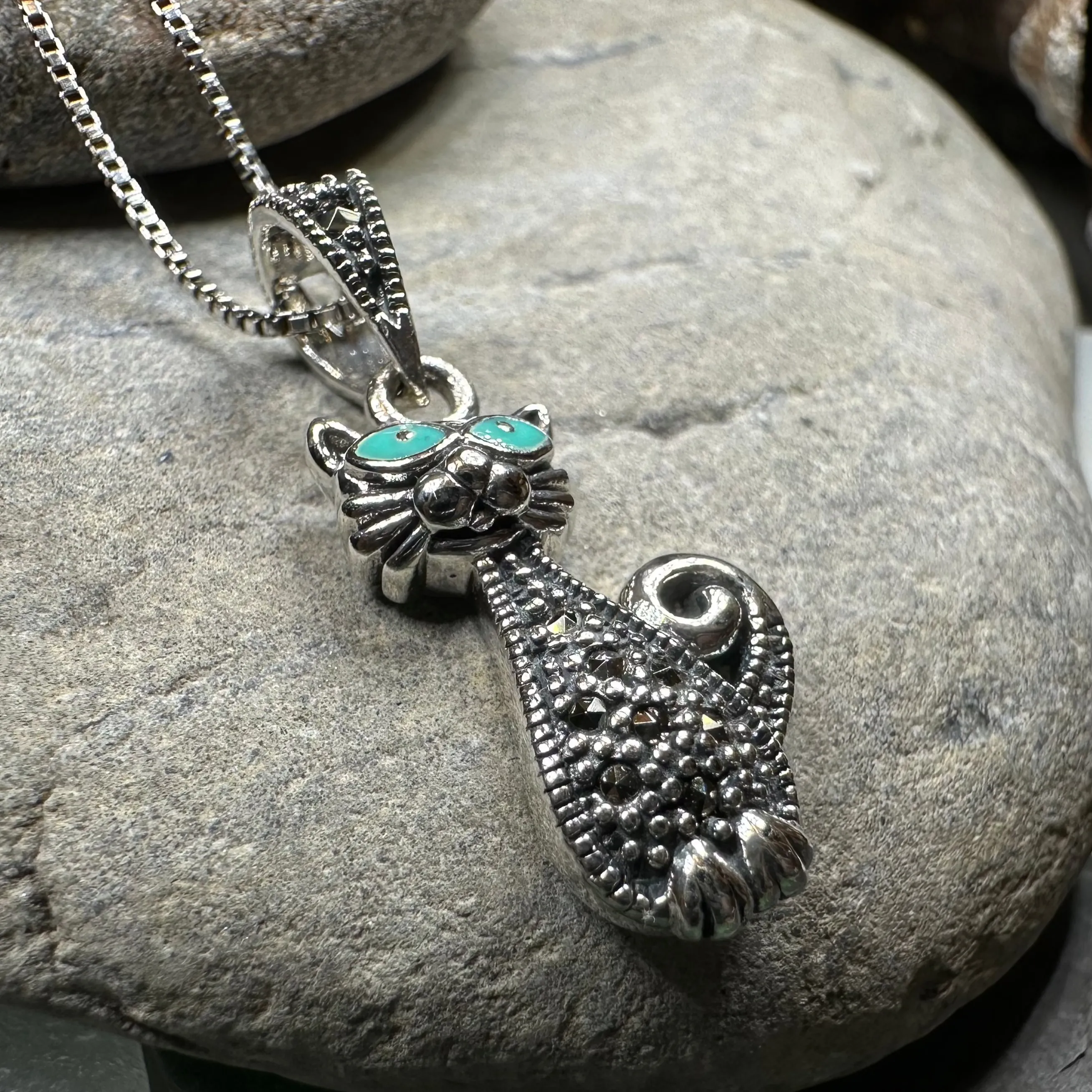 Sophisticated Marcasite Cat Necklace