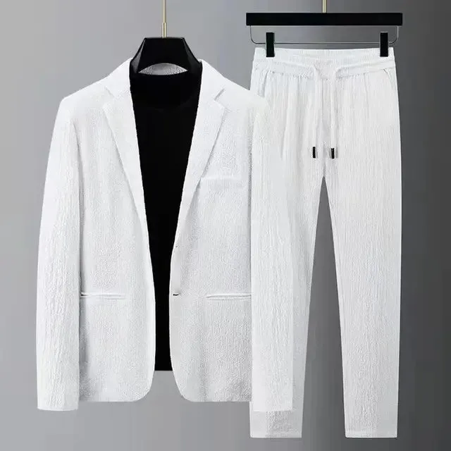 Sophisticated Men's Blazer Set with Drawstring Pants