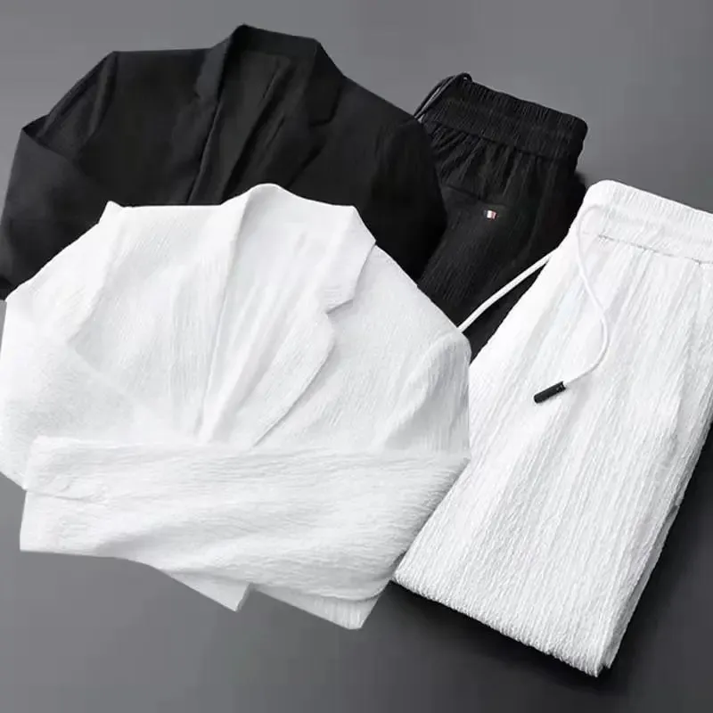Sophisticated Men's Blazer Set with Drawstring Pants