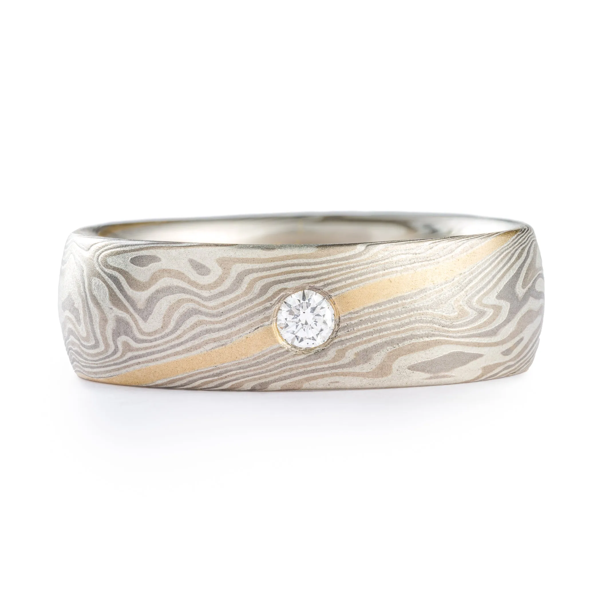 Sophisticated Mokume Gane Wedding Ring Set in Smoke Palette and Twist Pattern