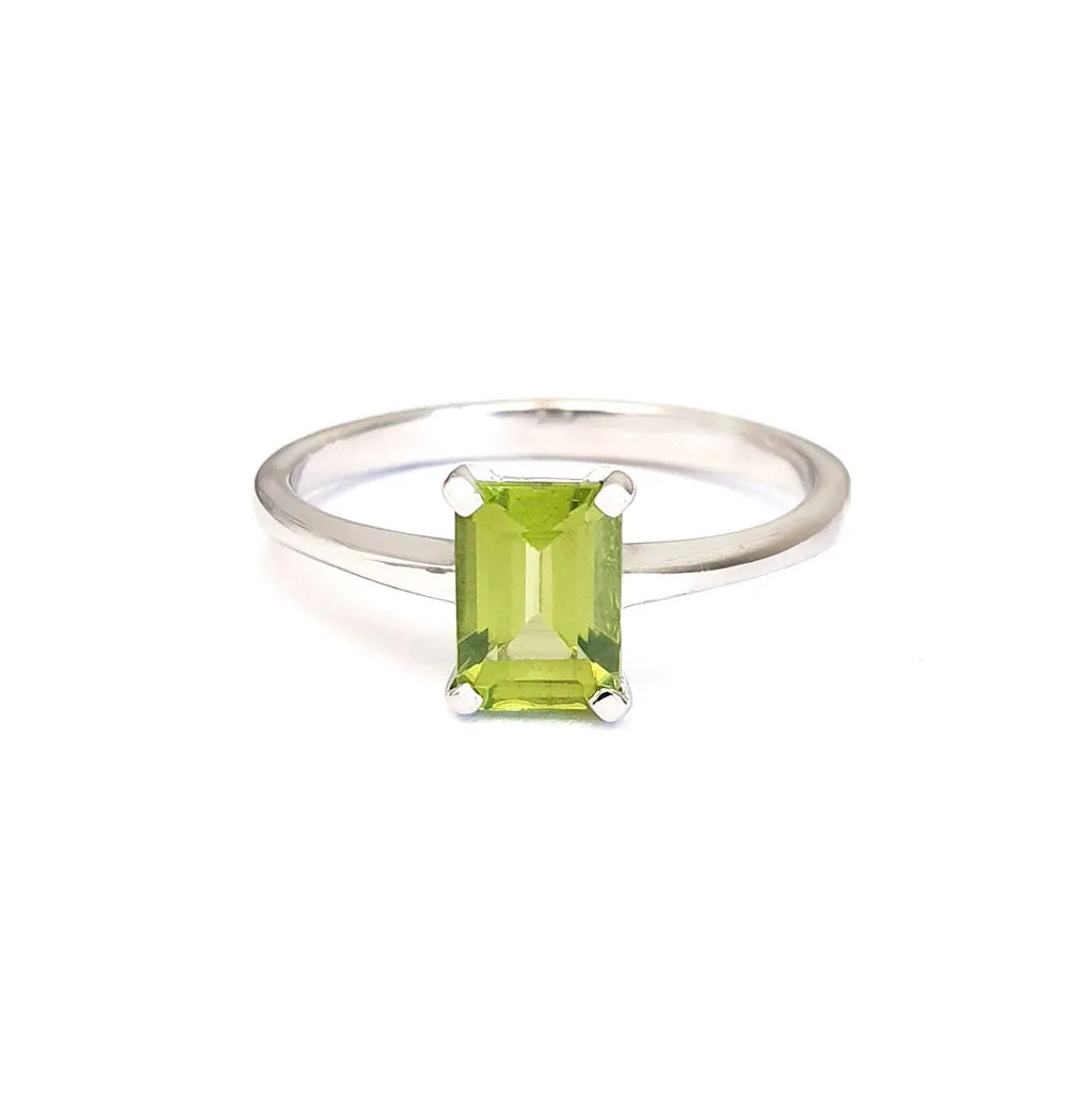 Sophisticated Octagonal Peridot Solitaire Ring