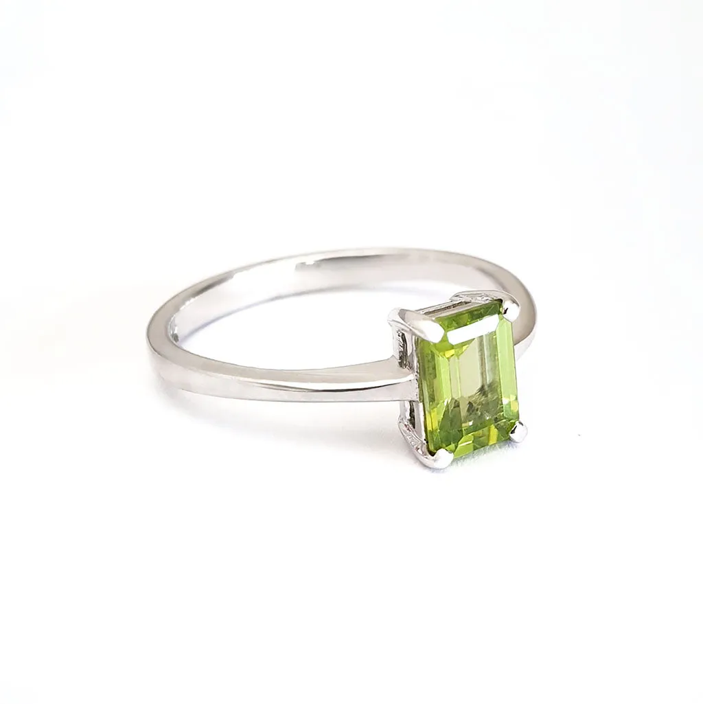 Sophisticated Octagonal Peridot Solitaire Ring