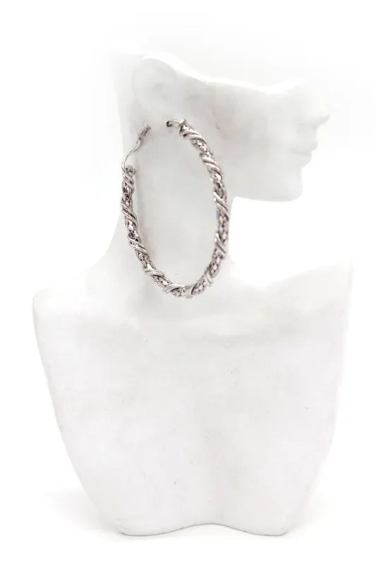 Sophisticated Twisted Textured Hoops