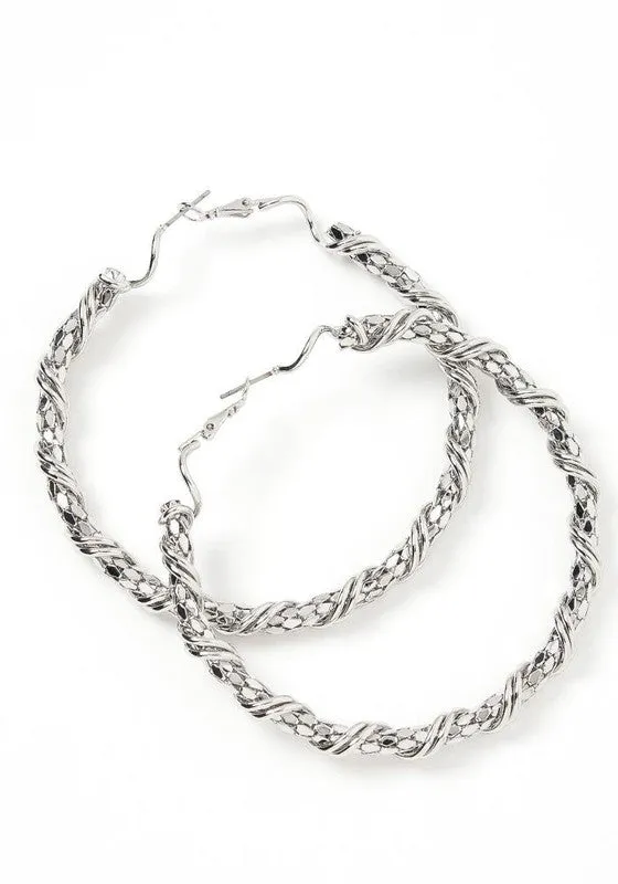Sophisticated Twisted Textured Hoops