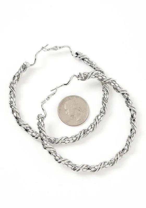 Sophisticated Twisted Textured Hoops