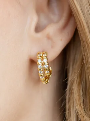 Spiral Sparkle Double Hoop Earrings