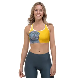 Sports Bra in Bright Yellow "Doodle Dog"