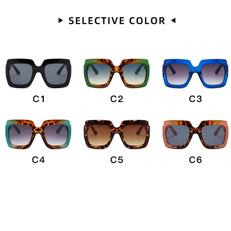 Square Retro Sunglasses Women Oversized Leopard Eyewear Women/Men Glasses Vintage Women