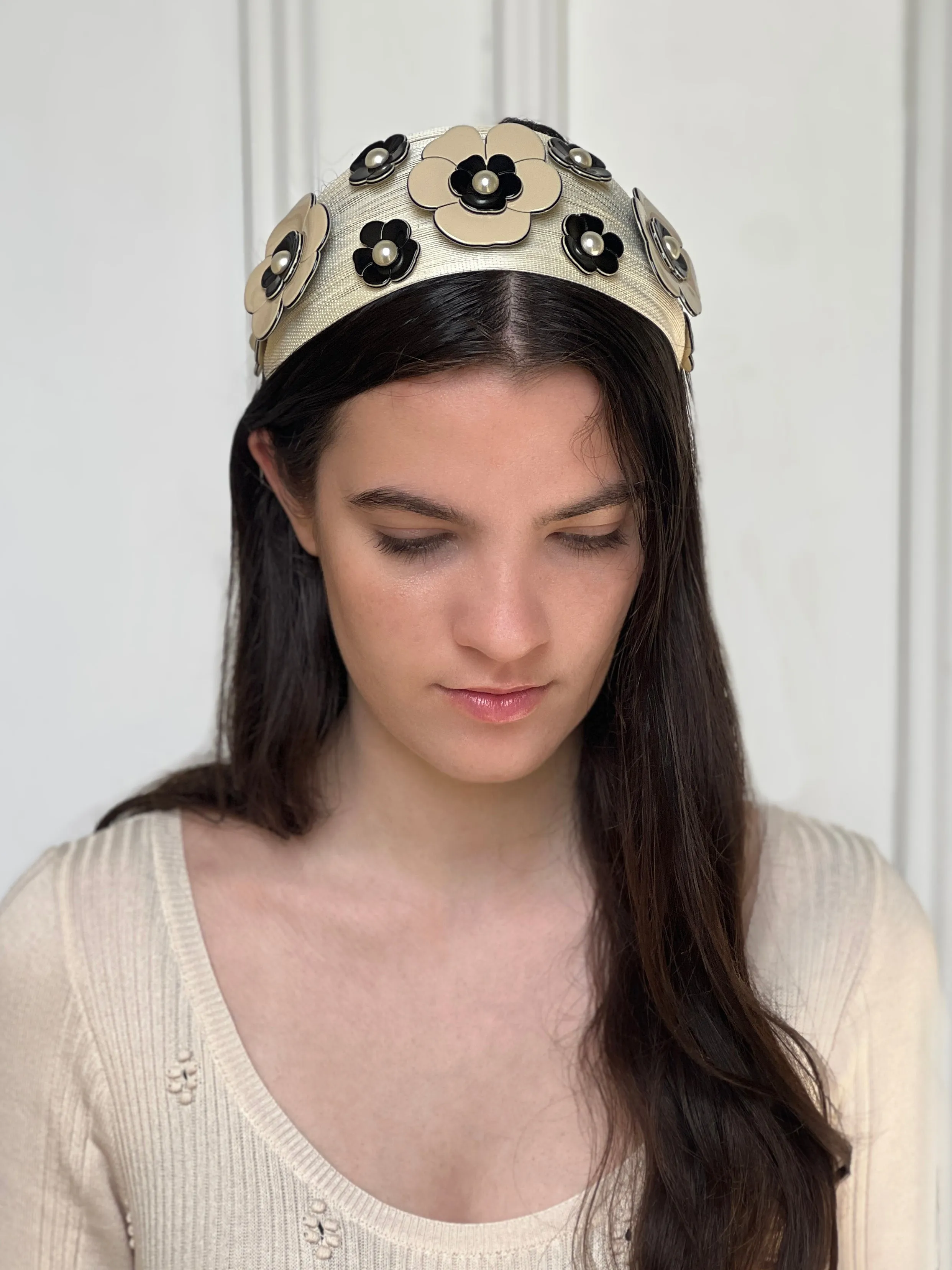 St. Tropez Camellia Flowers Ivory Fascinator