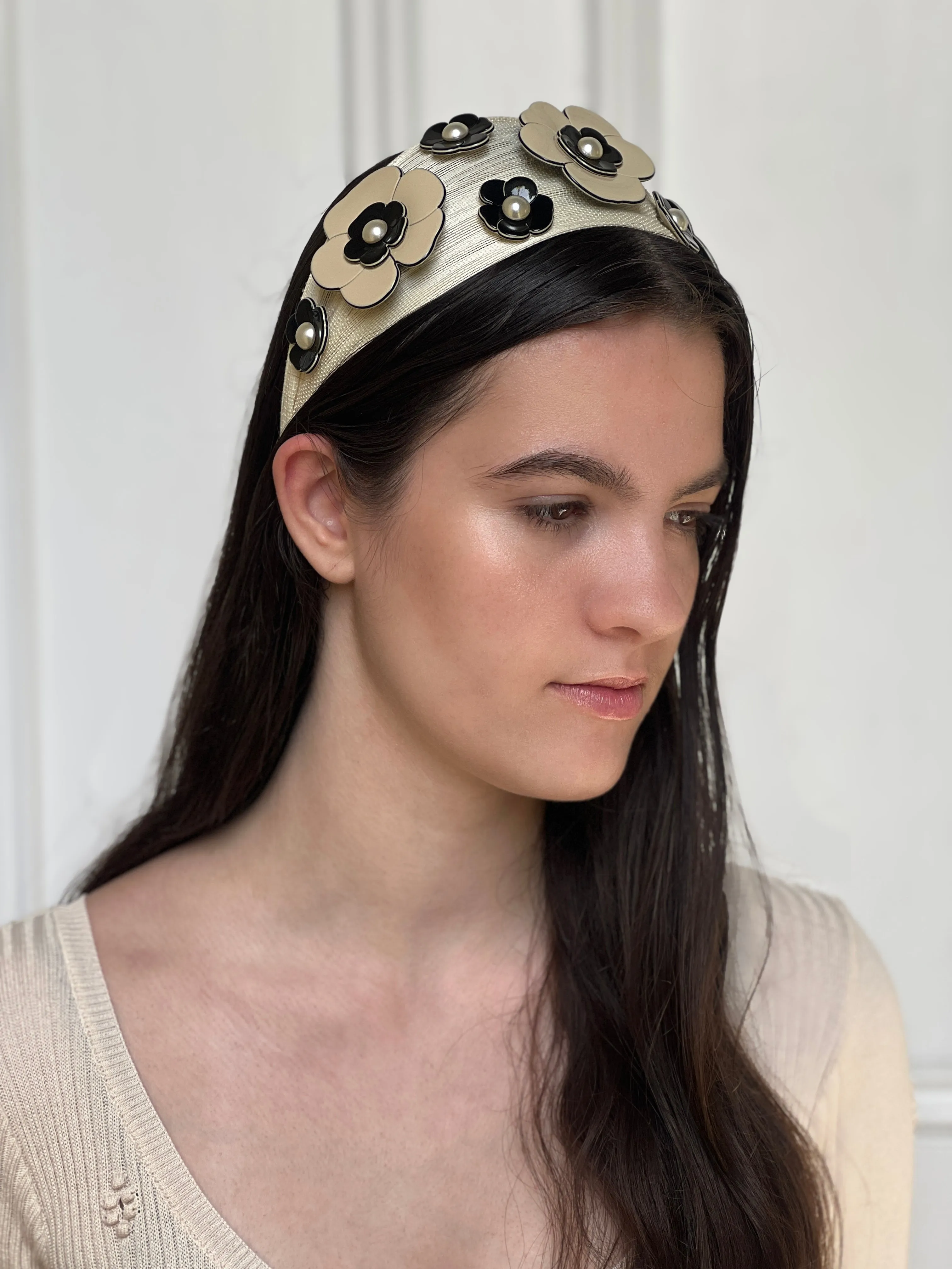 St. Tropez Camellia Flowers Ivory Fascinator