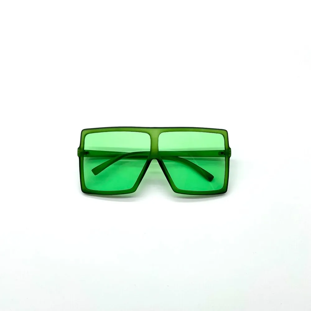Stella Oversized Fashion Square Sunglasses in Green
