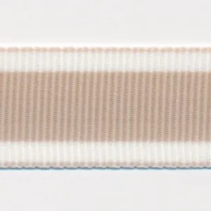 Stripe Grosgrain Ribbon #10 Sand Beige & White
