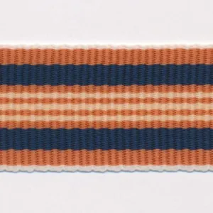 Stripe Grosgrain Ribbon #12 Orange & Navy & Beige