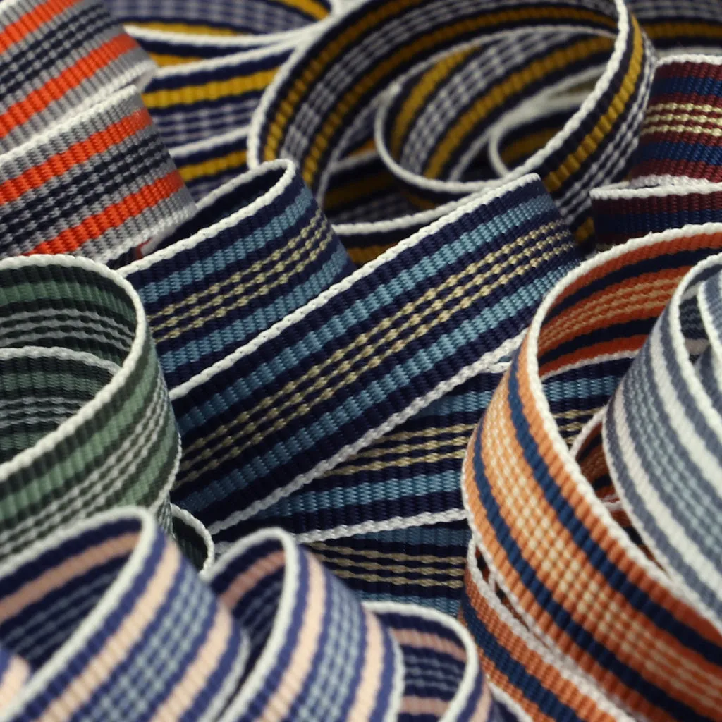 Stripe Grosgrain Ribbon #12 Orange & Navy & Beige