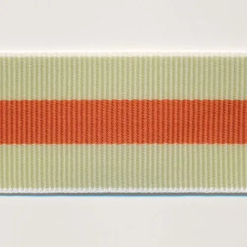 Stripe Grosgrain Ribbon #13 Yellow Green & Salmon Pink