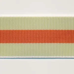 Stripe Grosgrain Ribbon #13 Yellow Green & Salmon Pink