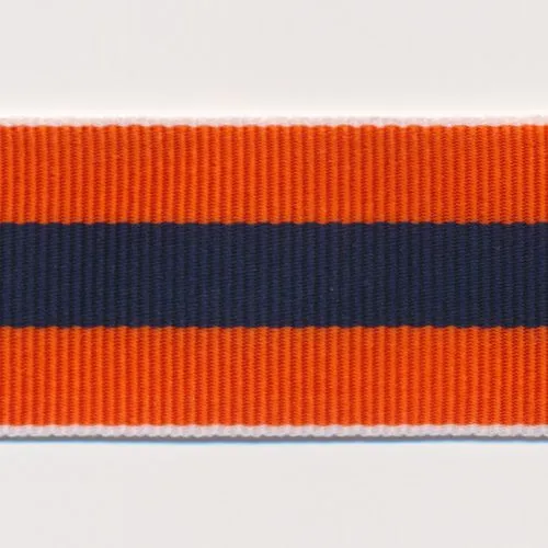 Stripe Grosgrain Ribbon #14 Orange & Navy