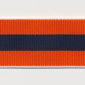 Stripe Grosgrain Ribbon #14 Orange & Navy