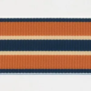 Stripe Grosgrain Ribbon #16 Navy & Orange & Beige