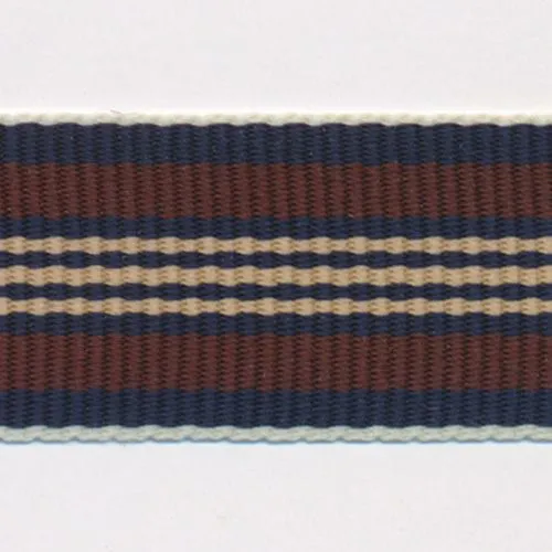 Stripe Grosgrain Ribbon #18 Navy & Brown & Beige