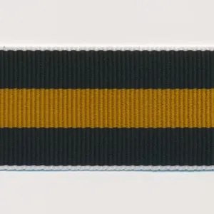 Stripe Grosgrain Ribbon #19 Black & Karashi