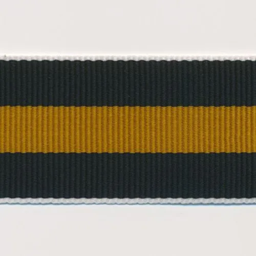 Stripe Grosgrain Ribbon #19 Black & Karashi