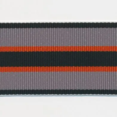 Stripe Grosgrain Ribbon #2 Black & Gray & Orange