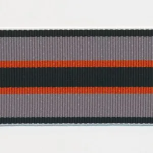 Stripe Grosgrain Ribbon #2 Black & Gray & Orange