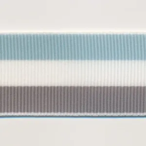 Stripe Grosgrain Ribbon #26 Smoke Blue & White & Gray