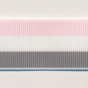 Stripe Grosgrain Ribbon #27 Smoke Pink & White & Gray
