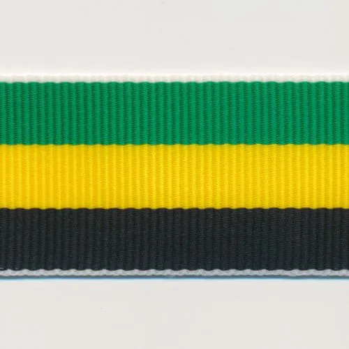 Stripe Grosgrain Ribbon #30 Christmas Green & Yellow & Black