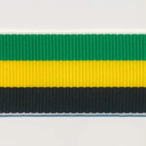 Stripe Grosgrain Ribbon #30 Christmas Green & Yellow & Black