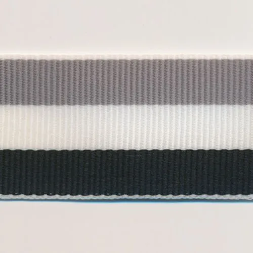 Stripe Grosgrain Ribbon #34 Gray & White & Black