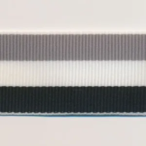 Stripe Grosgrain Ribbon #34 Gray & White & Black