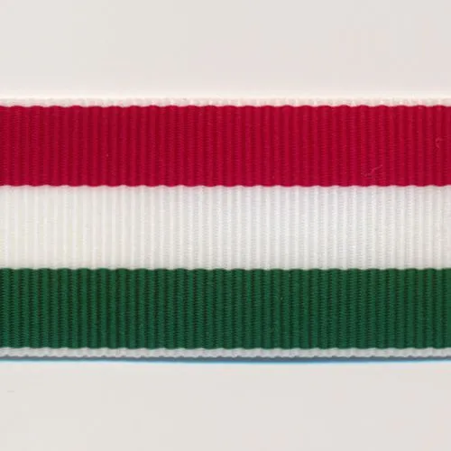 Stripe Grosgrain Ribbon #4 Rose Red & White & Green