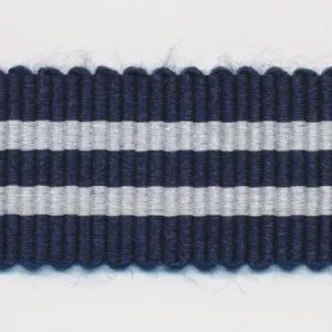 Stripe Grosgrain Ribbon #6 Night Blue & Off White