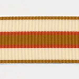 Stripe Grosgrain Ribbon #9 Karashi & Cream & Orange